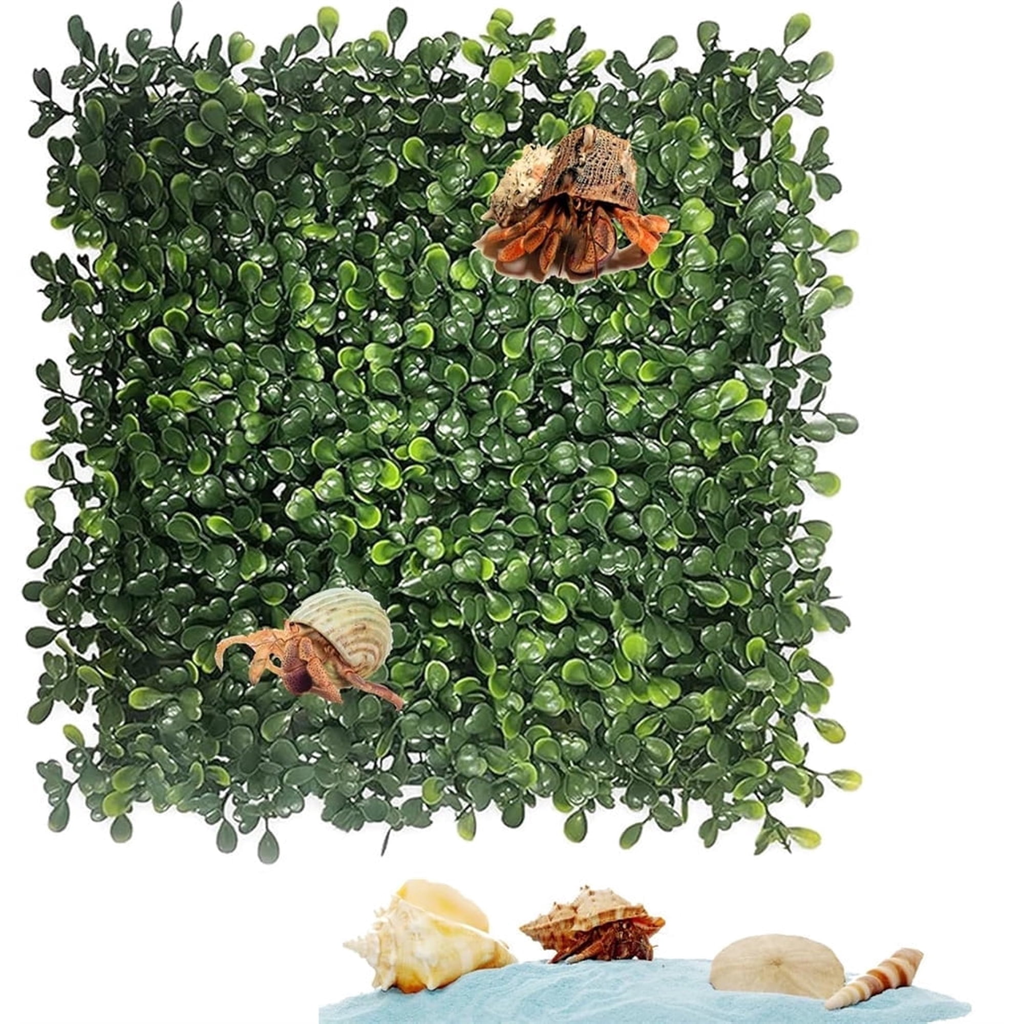 Triani 1Pcs Hermit Crab Climbing Wall Toys 10 x 10 Inch Square Plastic Aquarium Grass Mat Decoration Faux Grass Mat Hide Toy for Gecko Reptile Lizard Fish Tank Decorations