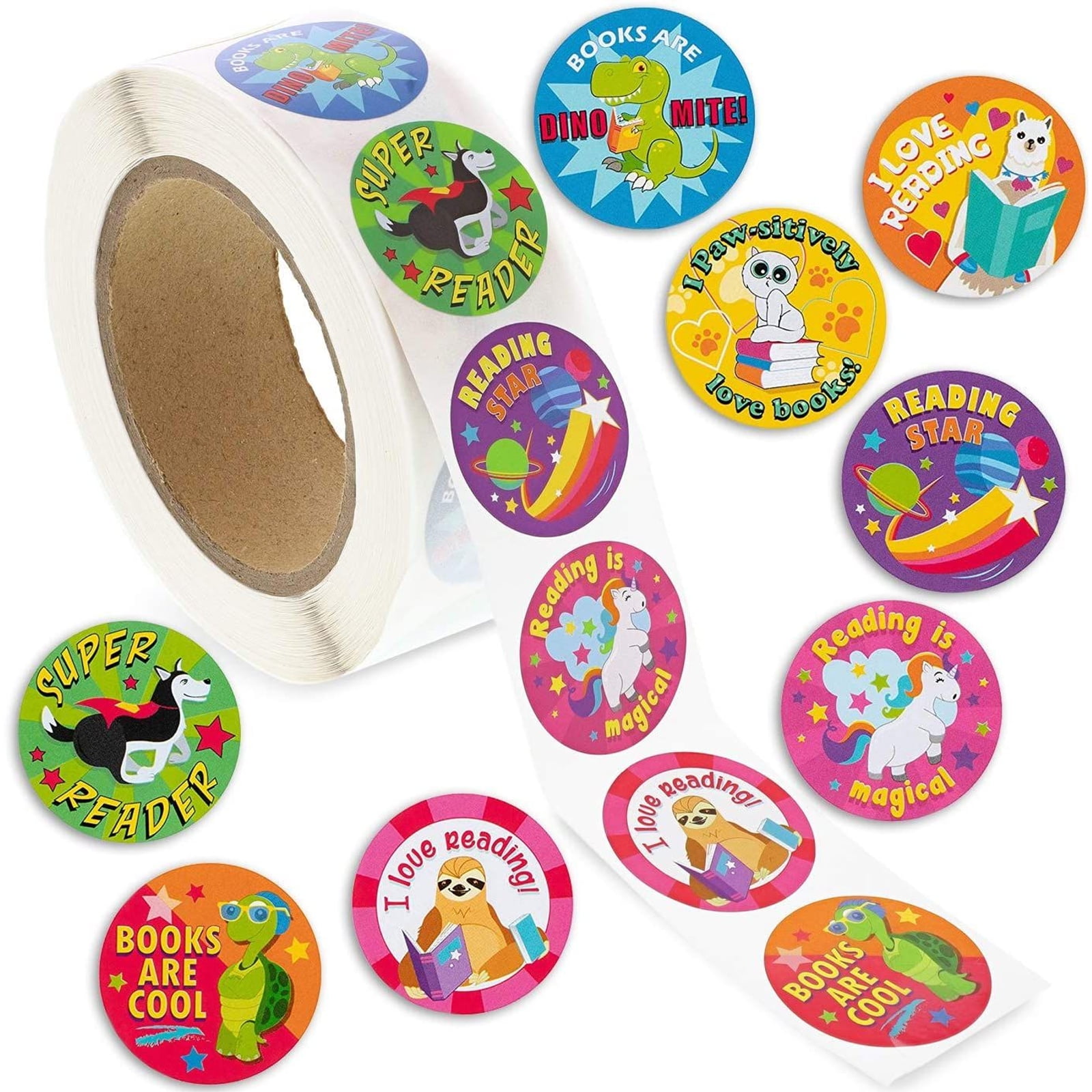 Dog Stickers 1000 Ct Roll Sticker 8 Cute Designs Round Adhesives Part Multi for sale online 