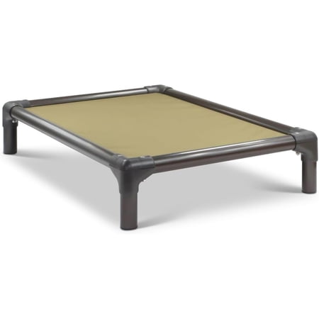 Chewproof Elevated Dog Bed - Walnut PVC - 25 x 18 - Cordura Nylon - Gold