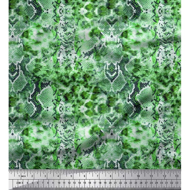 Soimoi Green Velvet Fabric Leopard & Snake Animal Skin Decor Fabric Printed Yard 58 Inch Wide