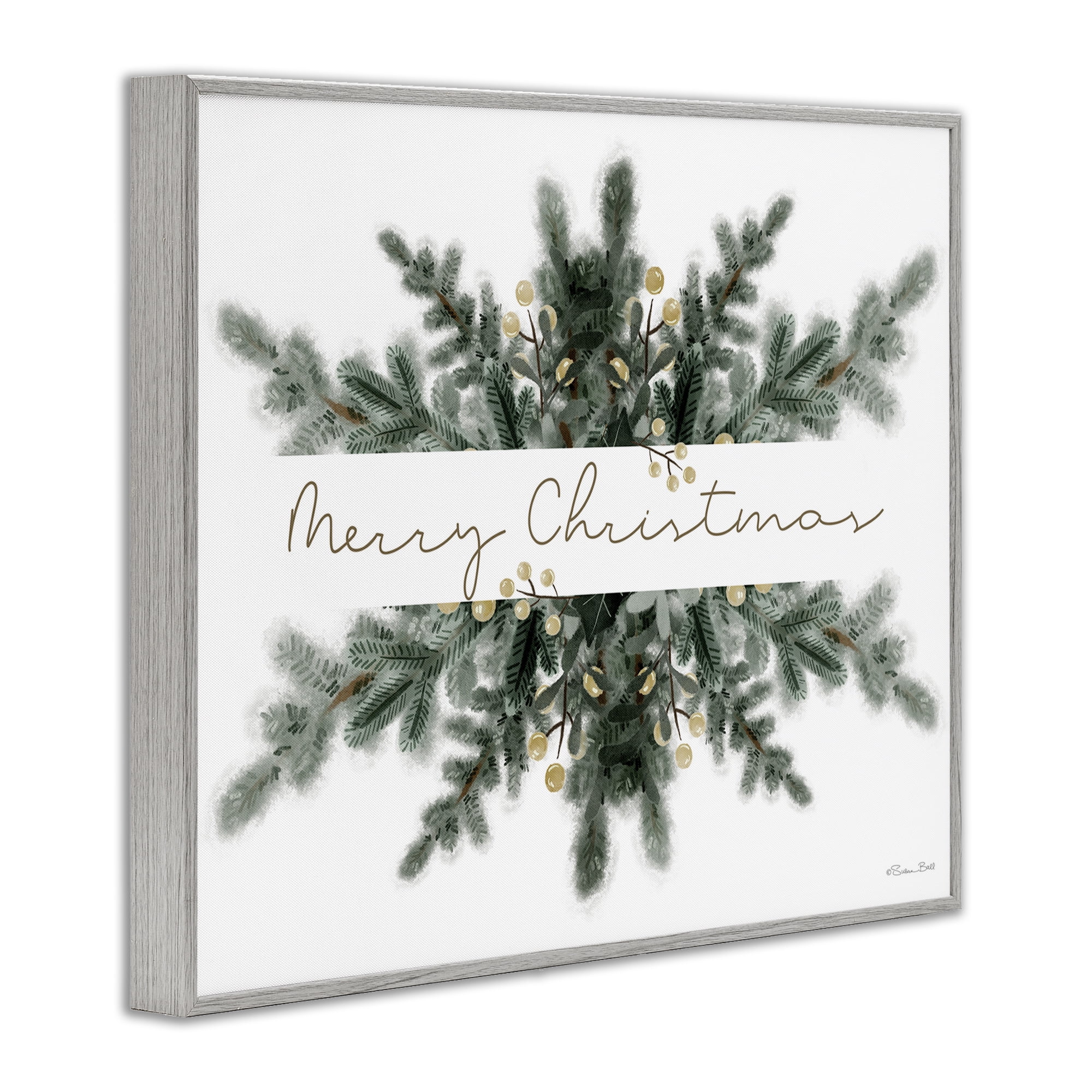 Stupell Industries Festive Fir Phrase Holiday Painting Gray Framed Art Print Wall Art, 14 x 11