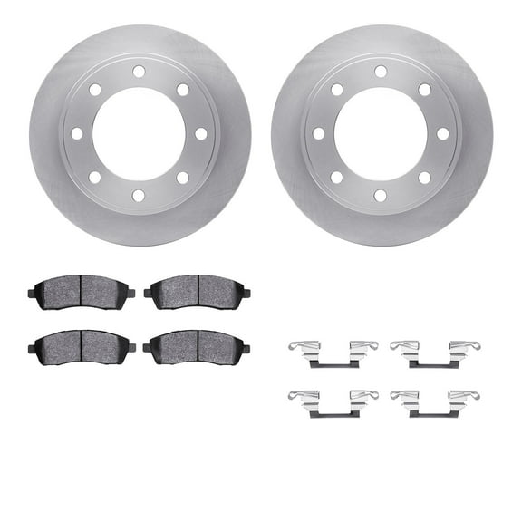 Dynamic Friction Company Rear Brake Rotors with Ultimate Duty Performance Brake Pads includes Hardware 6412-54140