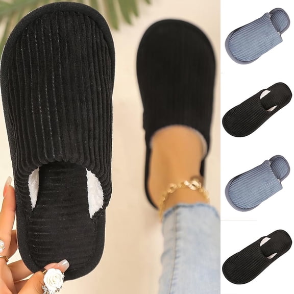 Puntoco Women’s Closed Toe Fuzzy House Slippers, Warm Plush Slip‑On Mule Slippers, Cozy Non‑Slip Indoor Bedroom Slippers for Ladies