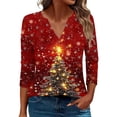 thumbnail image 2 of Craaazy Women's Casual Christmas Shirts V-Neck 3/4 Sleeve Fashion Tops Gifts, 2 of 5