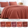 thumbnail image 5 of Chezmoi Collection Wilmer 3-Piece Waffle Quilt Set King Size, Terracotta, Soft and Cozy Waffle Weave Textured Lightweight Bedspread for All Season Quilt (110x98in) + 2 King Pillow Shams, 5 of 9
