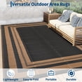 thumbnail image 4 of Gavee 9'x12' Waterproof Outdoor Rug, Reversible Patio Area Rug Indoor Outdoor Carpet, Plastic Modern Geometric Carpet for RV Camping Deck Balcony, Porch, Picnic, with Storage Bag, Black and Brown, 4 of 6