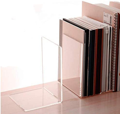 Clear Plastic Acrylic Bookends 1 PC Bookends for Shelves Organizer Bookshelf Heavy Duty Book Ends and Desktop Organizer Book Stoppers Decorative Bedroom Library Office School Supplies Stationery Gift 
