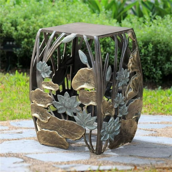 SPI Home Water Lilies Garden Stool 18.5" x 15.5" x 13.0" 12.75 lbs. Aluminum