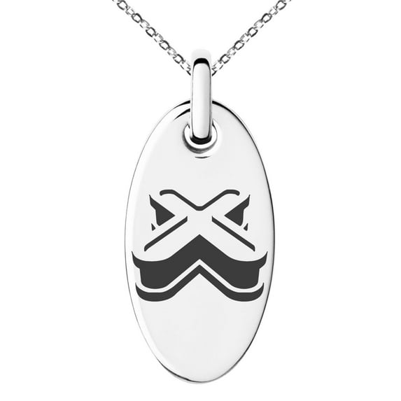 Stainless Steel Letter X Initial 3D Monogram Engraved Small Oval Charm Pendant Necklace