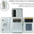 thumbnail image 6 of REQO Phone Case for Samsung Galaxy Z Fold 4 5G 2022 Wallet Cover and Credit Card Holder Slot Glitter Stand Leather Bling Zipper Mobile Cell Accessories ZFold4 Z4 Fold4 4Z ZFold45G Women Girls Silver, 6 of 8
