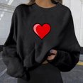 thumbnail image 2 of Mode Automne pour Femmes Chandail en Molleton Surdimensionné Imprimé Cœur Col Rond Chandail à Manches Longues Vêtements d'Hiver, 2 of 4
