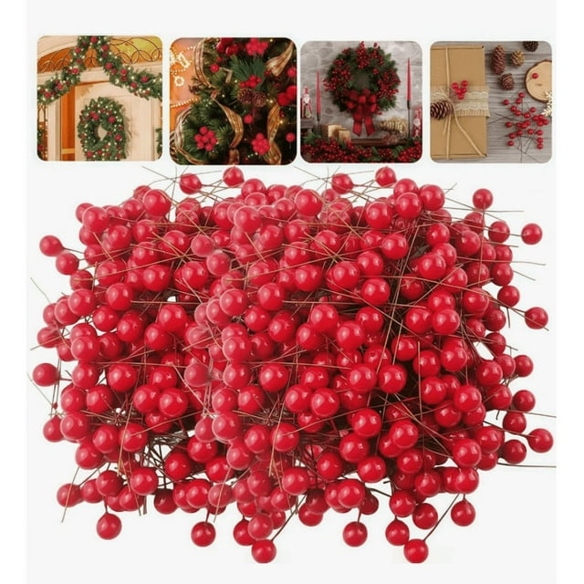 Xtellar 400 Piezas De Cerezas Artificiales, Adornos Para Árboles De Rojo 400pcs