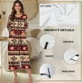 thumbnail image 6 of Yuyamidu Aztec Ethnic Horse Zipper Front Robes Lightweight Long Sleeve Bathrobe for Women Soft Round Neck Nightgowns Robe Loose Pajama Dress Mid-Length Sleepwear Size L, 6 of 7