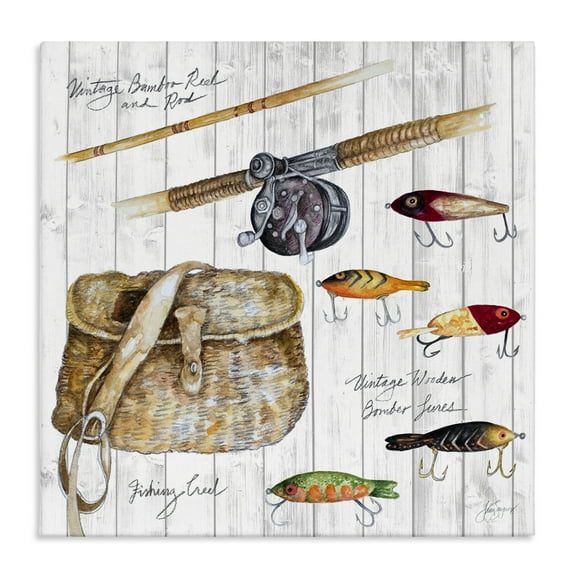 Stupell Industries Fishing Tackle Box Nautical & Beach Painting Wrapped Canvas Art Print Wall Art, 17 x 17