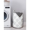 thumbnail image 3 of Abstract Laundry Bag, Rhythmic Flowers Leaves Minimalist Blossom on Plain Backdrop Illustration, Basket with Handles Drawstring Closure for Laundromats, 13" x 19", White and Pale Grey, by Ambesonne, 3 of 4