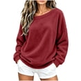 thumbnail image 3 of Tqcoqu Off the Shoulder Fuzzy Fleece Pullover Tops for Women, Long Sleeve Solid Color Loose Casual Warm Top, 2026 Fall Winter Fashion Clothes, 3 of 9