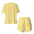 thumbnail image 5 of Picia Yellow Gingham Pajamas Sets for Women Soft Short-Sleeved Pjs with Lounge Shorts Two Piece Sleepwear-Small, 5 of 9