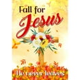 thumbnail image 2 of America Forever Fall For Jesus He Never Leaves House Flag 28 x 40 inch Fall Flower Wreath Autumn Floral Thanksgiving Religious Bible Cross Yard Outdoor Double Sided Decoration, 2 of 5