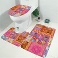 thumbnail image 2 of Bright Pioneer Flower Patchwork Bathroom Rugs Sets 3 Piece,Toilet Cover Set,Absorbent Non Slip Bathroom Mats Sets with U-Shaped Contour Rug Toilet Rug Set, 2 of 5