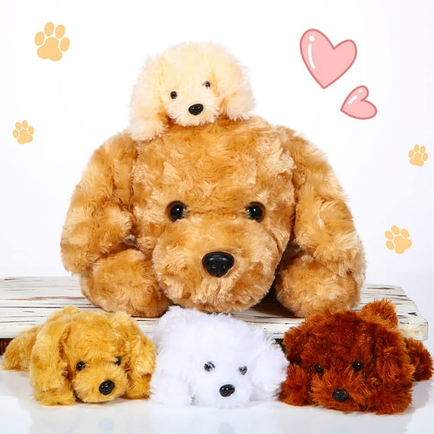 Perro de peluche Skylety Golden Retriever con cachorros, 5 unidades