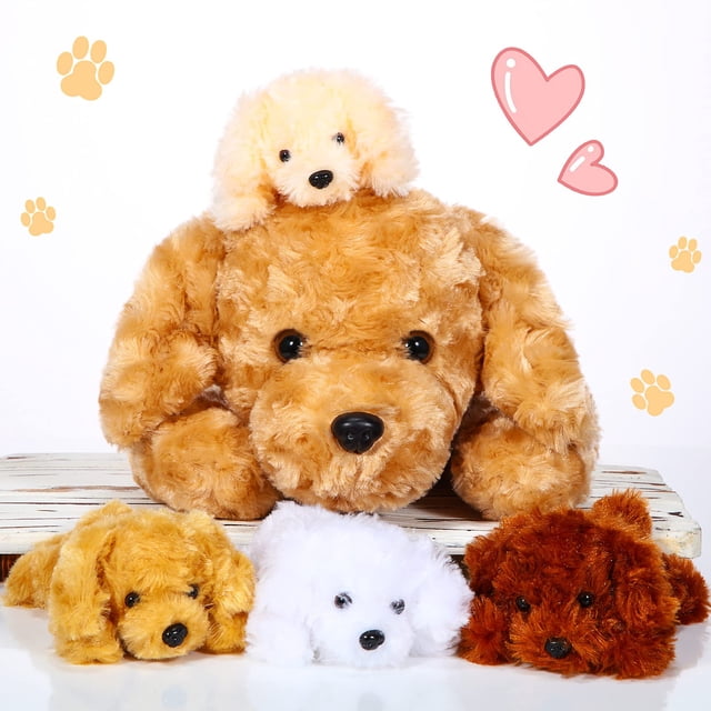 Perro de peluche Skylety Golden Retriever con cachorros, 5 unidades