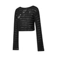 JBEELATE Women Y2K Hollow Out Top Long Sleeve Crochet Knit Crop Tops