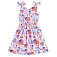 thumbnail image 4 of Girls Sleeveless Bowknot Strap Dress, Embossed Floral A-line Sundress, Casual Summer Party Dress For Kids Multicolour 7-8 Years, 4 of 6