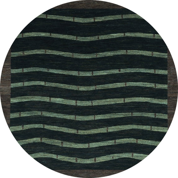 Ahgly Company Indoor Round Abstract Light Blue Modern Area Rugs, 8' Round