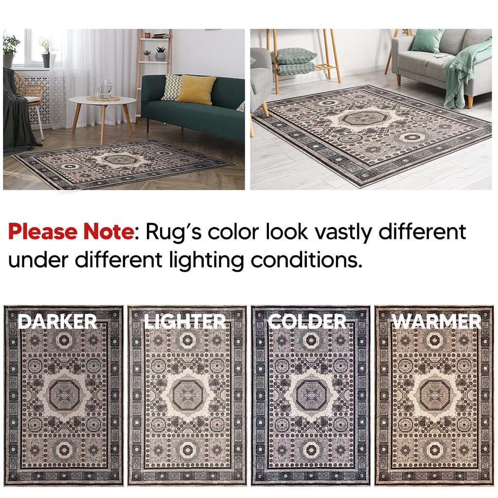 Keen Home Design Machine Washable Area Rugs with Non-slip Backing, Ideal for Hallway, Living Room, Bedroom, Kitchen and Laundry Room, Vintage Moroccan and Low Pile Rug - ( 2'6'' x 7')