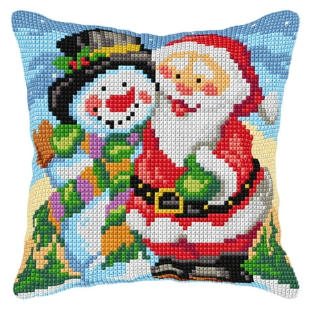 UPC: 5902067312179 | Cushion cross stitch kit Santa Claus and Snowman 9596