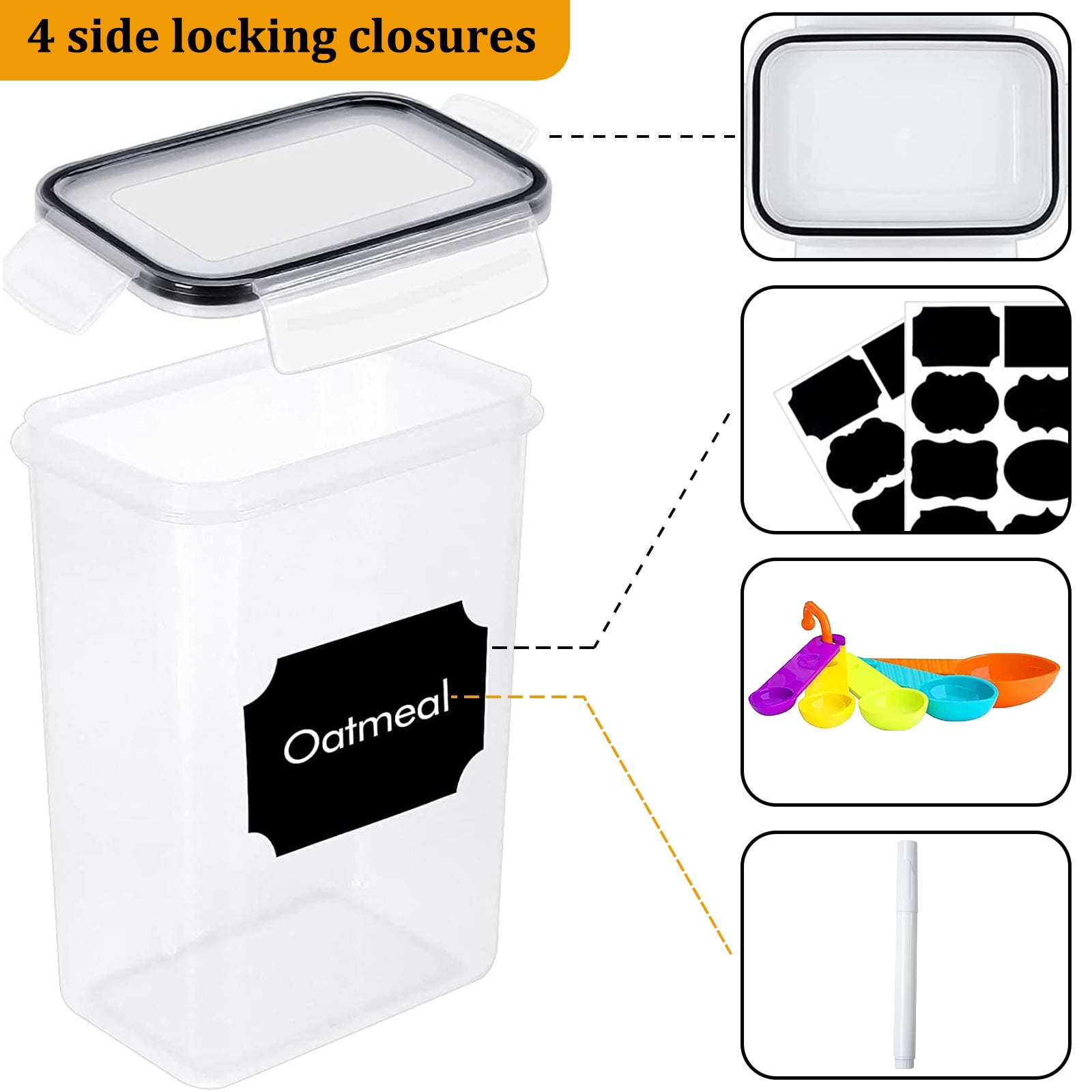 stusgo 42 Pcs Airtight Food Storage Containers Set with Lids, BPA Free Clear Pantry Canister for Kitchen and Pantry Organization,Plastic Canisters for Cereal, Dry Food and Sugar,Includes 50 Labels