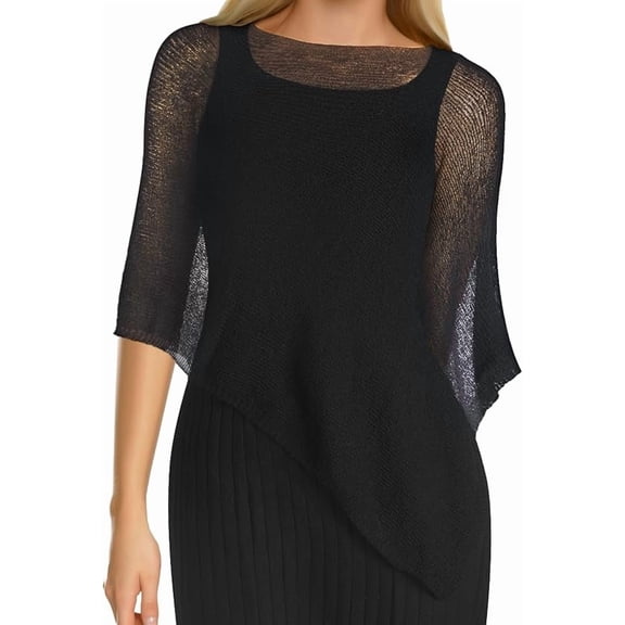 1 Pcs Women Sheer Poncho Shrug – Lightweight Mesh See-Through Bolero Top, Flowy Flutter Sleeve Blouse, Elegant Cover Up for Formal Evening Dress, Wedding Guest, Prom, Beach Vacation, Party