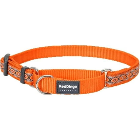 Red Dingo MC-SE-OR-SM Martingale Dog Collar Design Snake Eyes Orange,