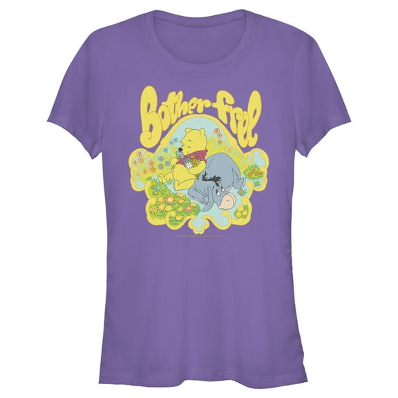 Junior's Winnie the Pooh Bother Free Graphic Tee Purple X Large