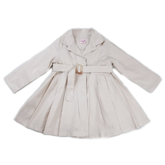 Wenchoice Beige Pleat Wind-Resistant Coat Girls L(7-9Y)