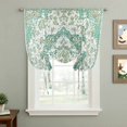 thumbnail image 2 of Turquoise Boho Balloon Curtains for Living Room/French Door, Vintage Abstract Art Floral Ethnic Tribe Tie Up Curtains 63 Inch Length Energy Saving Kitchen Curtains Shades for Windows 42"x63", 2 of 8