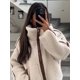 thumbnail image 4 of Chaqueta informal de piel de oveja con bolsillo grande y cremallera para mujer, chaqueta de gran tamaño con cuello levantado y manga larga a la moda, abrigo elegante, 4 of 5