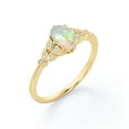 thumbnail image 4 of 1 Carat Oval Cut White Opal And Moissanite - Milgrain Edge - 8 Prong Cathedral - Cluster Engagement Ring - 18K Yellow Gold Plating Over Silver, 4 of 4