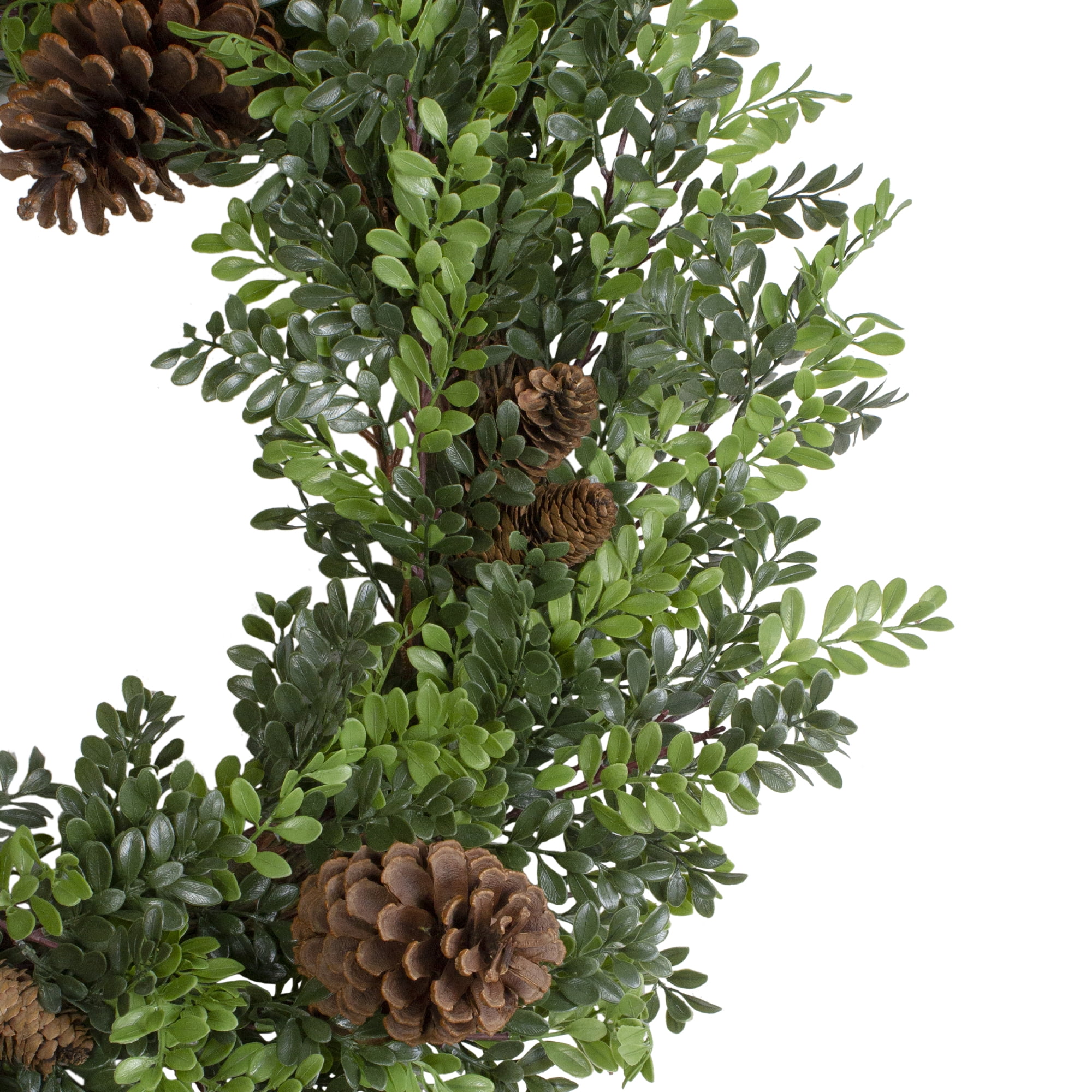 Northlight Boxwood and Pine Cone Artificial Christmas Wreath - 27" - Unlit