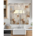 thumbnail image 2 of Brown Geometric Kitchen Curtain and Valance Set 3 Pieces, Rod Pocket Short Tier Curtains 36 Inch Length, Modern Oil Painting Abstract Swag Topper Small Window Treatment for Cafe Bathroom Bedroom, 2 of 6