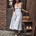 thumbnail image 2 of Vestido camisero floral de verano para mujer, vestido sexy sin mangas con top de tubo para mujer, moda 2024, estampado simple, corte en A, elegante, midi, vestidos para mujer, 2 of 4