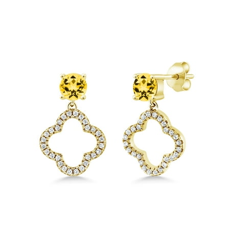 18k Honey - 18K Yellow Gold Plated Silver Dangle Earrings Set with Honey Topaz from Swarovski