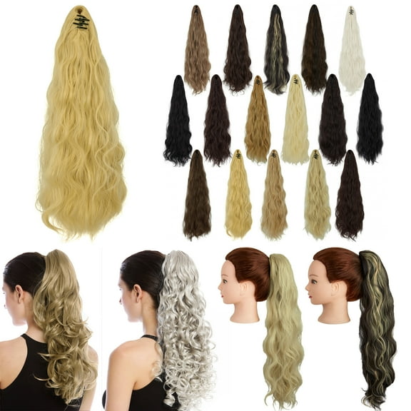 DODOING 18" 21"Colored Hair Extensions Clip in Hair Extensions Hair Pieces Synthetic Hairpiece 150g with a jaw/Claw Clip
