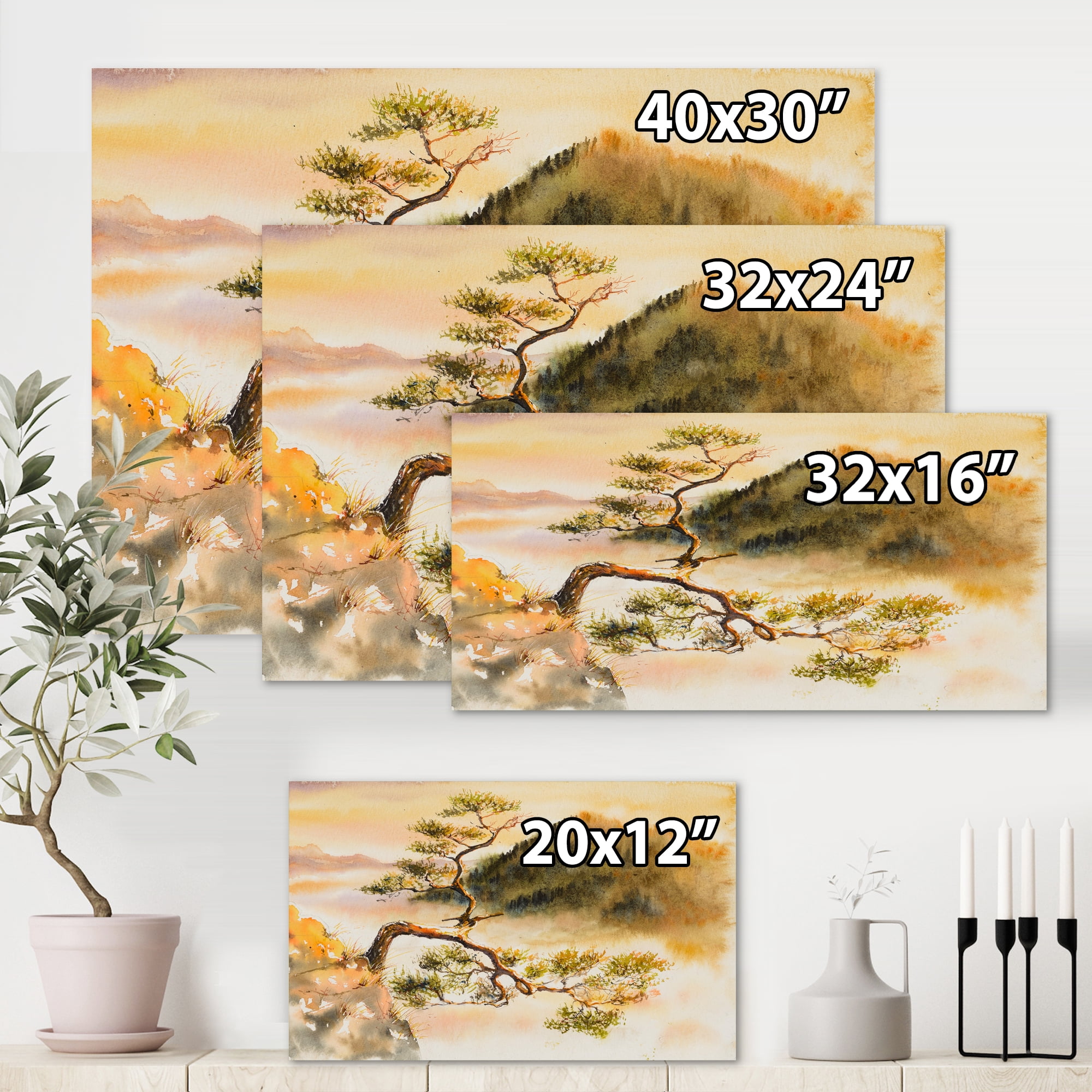 Designart ' The Top of Sokolica Peak With Curved Pine Tree ' Traditional Canvas Wall Art Print