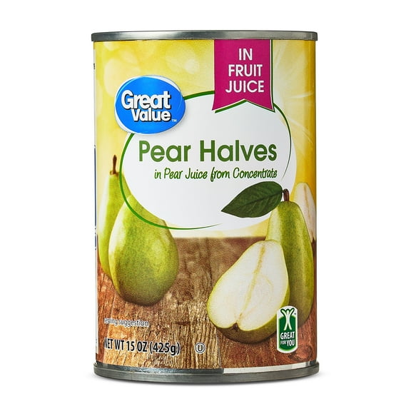 Great Value Pear Halves in Pear Juice, 15 oz
