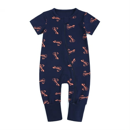 

Summer Savings Clearance! Stamzod 3M-3Y Baby Clothes Boys Girls Cute Cartoon Leaf Cat Pattern Short Sleeve Double Zipper Romper Jumpsuit Kawaii Clothes Newborn Romper