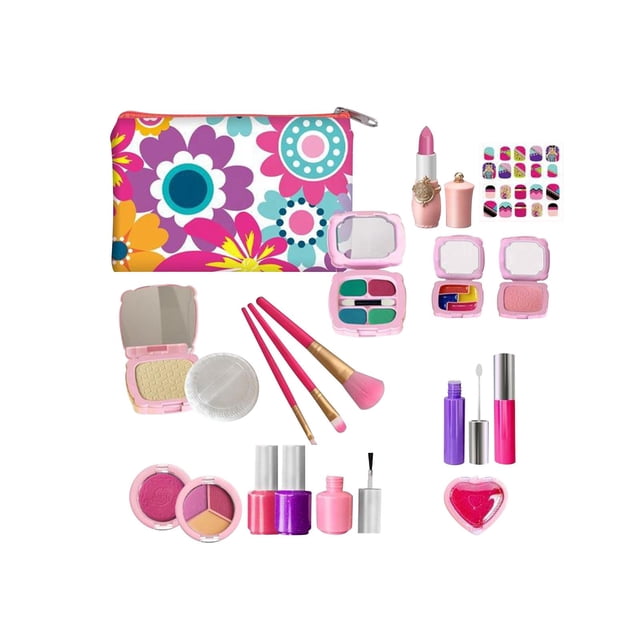 Juego de maquillaje para niños, juguetes cosméticos para jugar, juego de maquillaje para niñas con sombra de ojos de lápiz labial, rubor para 3 4 5 6 Baoblaze pretender jugar juguetes