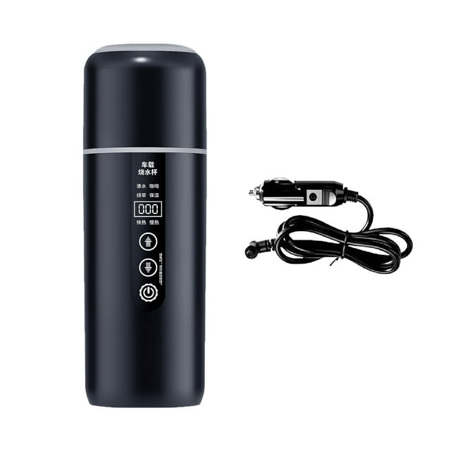Lipstore 12V 24V Car Kettle Boiler Small Electric Kettle for School Outdoor Commuting black