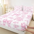 thumbnail image 3 of Homewish 4-Piece Pink Bowknot Dreamy Princess Chic Floral Flowers Queen Sheet Set for Girls, Luxury Bedroom Decor, 3 of 7