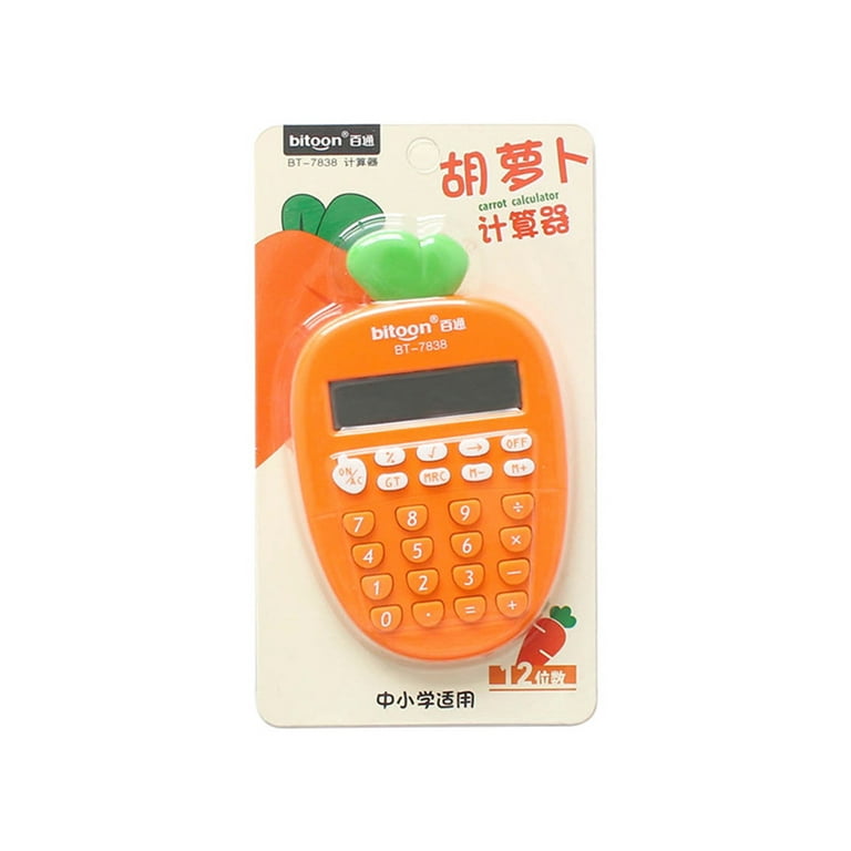 Carrot Shape Electronic Calculator Portable 12-Digit Calculator Office  Stationery for Deli Financial Office (Orange)